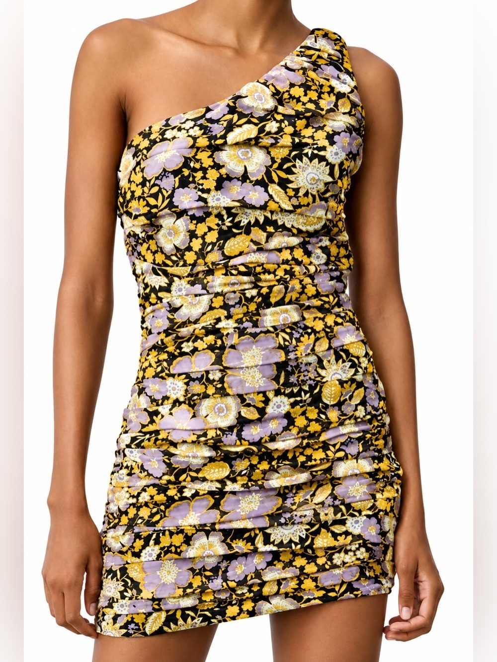 Zara NWT floral black/gold mini dress, XS